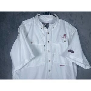 Drake Waterfowl Alabama Crimson Tide Shirt Mens Medium White Short Sleeve